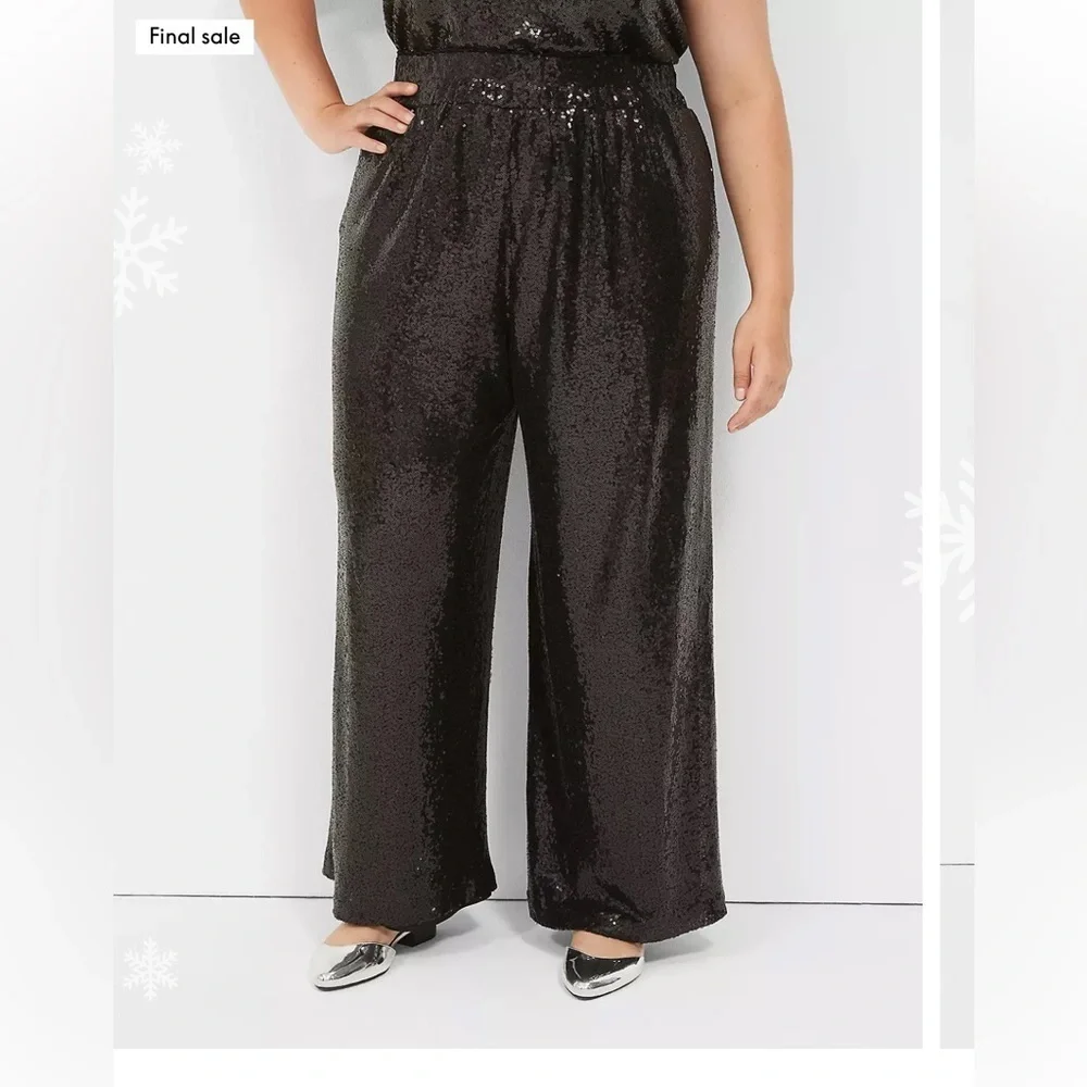 Lane Bryant Black Sequin Pant